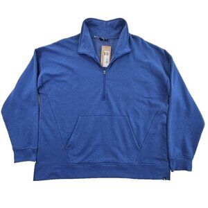 NEW Eddie Bauer 1/4 Zip Pullover Sweater Men's L Blue NWT Kangaroo Pockets